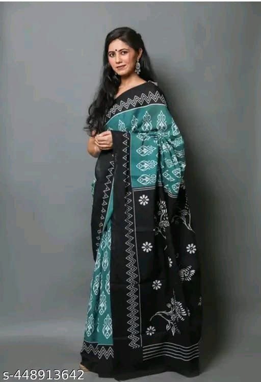 Exclusive Printed cotton soft printed saree teal blue 