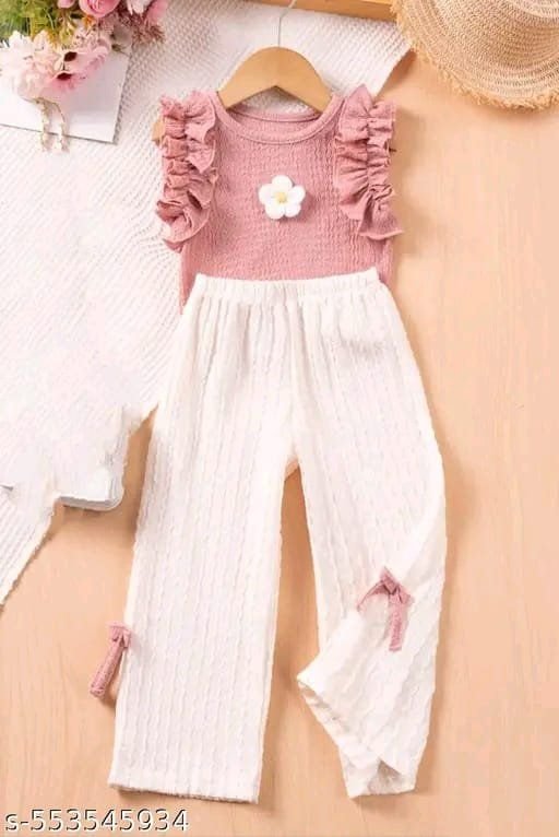 peach pink and off white cute dress set